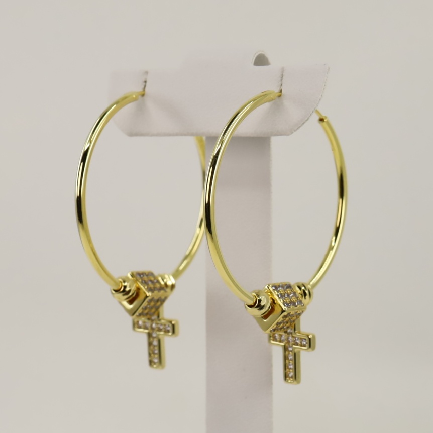 Cercei placati cu aur 14K model EEC101 - 4 cm